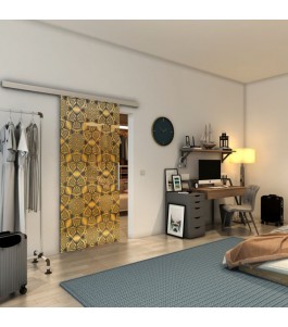 Glasschiebetür SLIM-LINE - Fineprint Model 005 Gold auf Grauglas