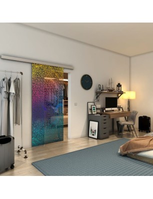 Glasschiebetür SLIM-LINE - Fineprint Model 008 Verlauf auf Grauglas