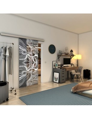 Glasschiebetür SLIM-LINE - Fineprint Model 010 Weiss auf Grauglas