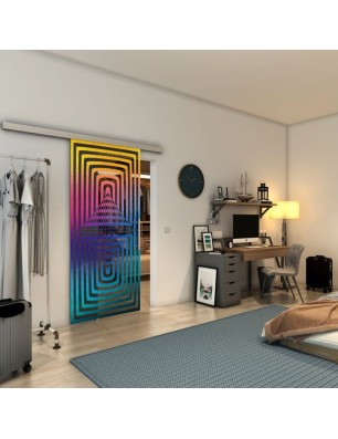Glasschiebetür SLIM-LINE - Fineprint Model 014 Verlauf auf Grauglas