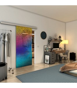 Glasschiebetür SLIM-LINE - Fineprint Model 015 Verlauf auf Grauglas