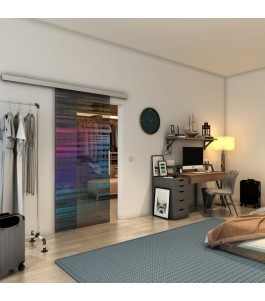 Glasschiebetür SLIM-LINE - Fineprint Model 019 Verlauf auf Grauglas