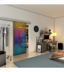 Glasschiebetür SLIM-LINE - Fineprint Model 022 Verlauf auf Grauglas