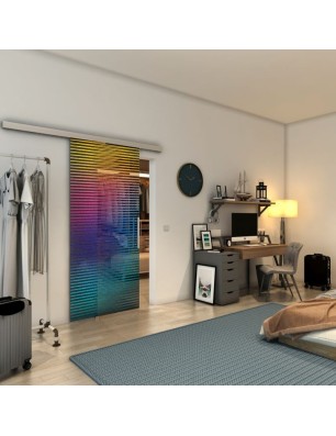 Glasschiebetür SLIM-LINE - Fineprint Model 022 Verlauf auf Grauglas
