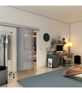 Glasschiebetür SLIM-LINE - Fineprint Model 022 Weiss auf Grauglas