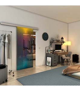 Glasschiebetür SLIM-LINE - Fineprint Model 024 Verlauf auf Grauglas
