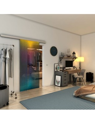 Glasschiebetür SLIM-LINE - Fineprint Model 024 Verlauf auf Grauglas