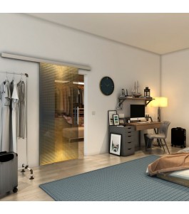 Glasschiebetür SLIM-LINE - Fineprint Model 024 Gold auf Grauglas
