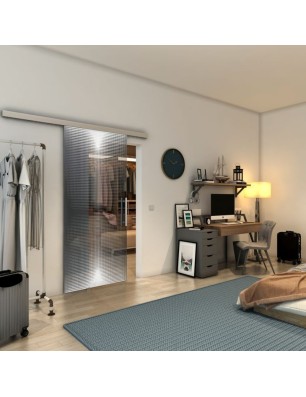 Glasschiebetür SLIM-LINE - Fineprint Model 024 Weiss auf Grauglas