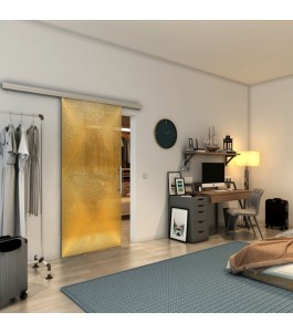 Glasschiebetür SLIM-LINE - Fineprint Model 025 Gold auf Grauglas