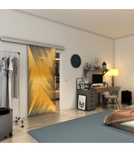 Glasschiebetür SLIM-LINE - Fineprint Model 026 Gold auf Grauglas