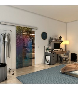 Glasschiebetür SLIM-LINE - Fineprint Model 027 Verlauf auf Grauglas