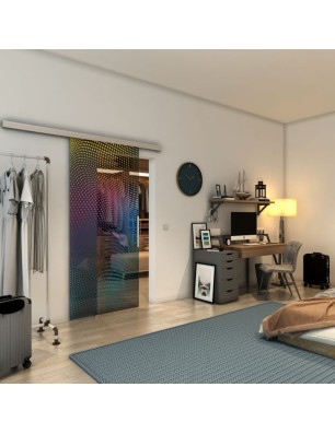 Glasschiebetür SLIM-LINE - Fineprint Model 027 Verlauf auf Grauglas