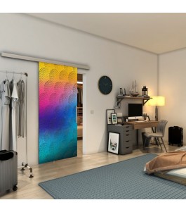 Glasschiebetür SLIM-LINE - Fineprint Model 029 Verlauf auf Grauglas