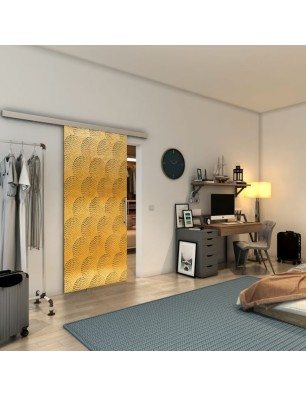 Glasschiebetür SLIM-LINE - Fineprint Model 029 Gold auf Grauglas