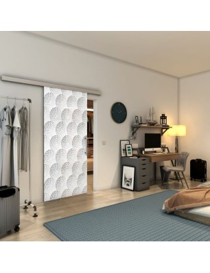 Glasschiebetür SLIM-LINE - Fineprint Model 029 Weiss auf Grauglas