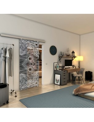 Glasschiebetür SLIM-LINE - Fineprint Model 030 Weiss auf Grauglas