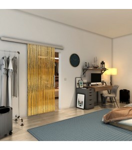 Glasschiebetür SLIM-LINE - Fineprint Model 032 Gold auf Grauglas