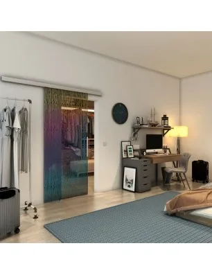 Glasschiebetür SLIM-LINE - Fineprint Model 035 Verlauf auf Grauglas