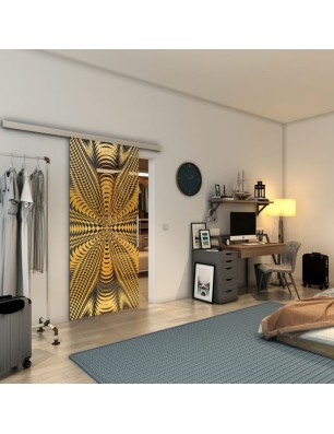 Glasschiebetür SLIM-LINE - Fineprint Model 037 Gold auf Grauglas