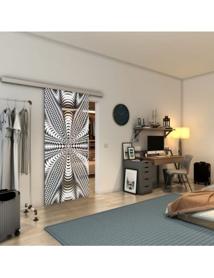 Glasschiebetür SLIM-LINE - Fineprint Model 037 Weiss auf Grauglas