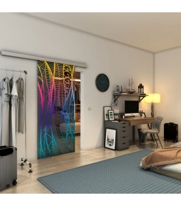 Glasschiebetür SLIM-LINE - Fineprint Model 040 Verlauf auf Grauglas