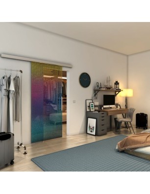 Glasschiebetür SLIM-LINE - Fineprint Model 046 Verlauf auf Grauglas