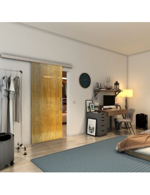 Glasschiebetür SLIM-LINE - Fineprint Model 050 Gold auf Grauglas