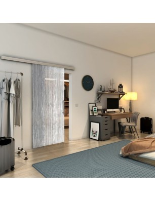 Glasschiebetür SLIM-LINE - Fineprint Model 050 Weiss auf Grauglas
