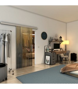 Glasschiebetür SLIM-LINE - Fineprint Model 052 Gold auf Grauglas