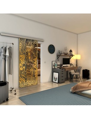 Glasschiebetür SLIM-LINE - Fineprint Model 056 Gold auf Grauglas