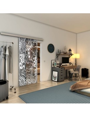 Glasschiebetür SLIM-LINE - Fineprint Model 056 Weiss auf Grauglas