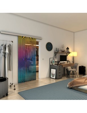 Glasschiebetür SLIM-LINE - Fineprint Model 058 Verlauf auf Grauglas