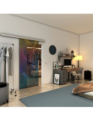 Glasschiebetür SLIM-LINE - Fineprint Model 066 Verlauf auf Grauglas