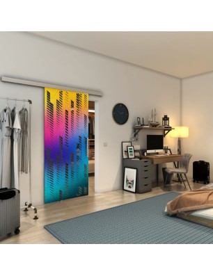 Glasschiebetür SLIM-LINE - Fineprint Model 067 Verlauf auf Grauglas
