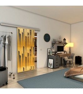 Glasschiebetür SLIM-LINE - Fineprint Model 067 Gold auf Grauglas
