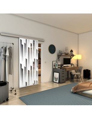Glasschiebetür SLIM-LINE - Fineprint Model 067 Weiss auf Grauglas