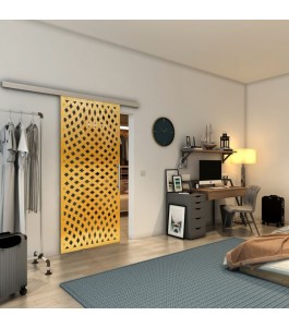 Glasschiebetür SLIM-LINE - Fineprint Model 068 Gold auf Grauglas