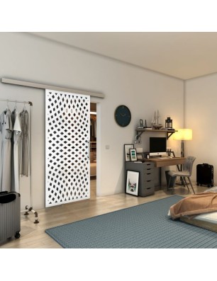 Glasschiebetür SLIM-LINE - Fineprint Model 068 Weiss auf Grauglas