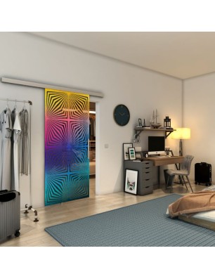 Glasschiebetür SLIM-LINE - Fineprint Model 069 Verlauf auf Grauglas