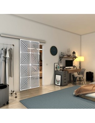 Glasschiebetür SLIM-LINE - Fineprint Model 069 Weiss auf Grauglas