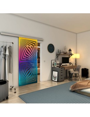 Glasschiebetür SLIM-LINE - Fineprint Model 070 Verlauf auf Grauglas
