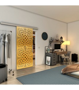 Glasschiebetür SLIM-LINE - Fineprint Model 071 Gold auf Grauglas