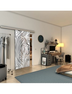 Glasschiebetür SLIM-LINE - Fineprint Model 074 Weiss auf Grauglas