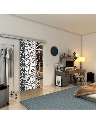 Glasschiebetür SLIM-LINE - Fineprint Model 094 Weiss auf Grauglas