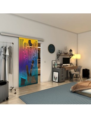 Glasschiebetür SLIM-LINE - Fineprint Model 097 Verlauf auf Grauglas