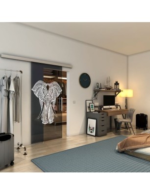 Glasschiebetür SLIM-LINE - Fineprint Model 098 Weiss auf Grauglas