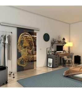 Glasschiebetür SLIM-LINE - Fineprint Model 103 Gold auf Grauglas