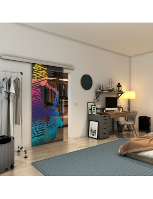 Glasschiebetür SLIM-LINE - Fineprint Model 106 Verlauf auf Grauglas