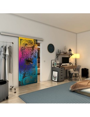 Glasschiebetür SLIM-LINE - Fineprint Model 108 Verlauf auf Grauglas